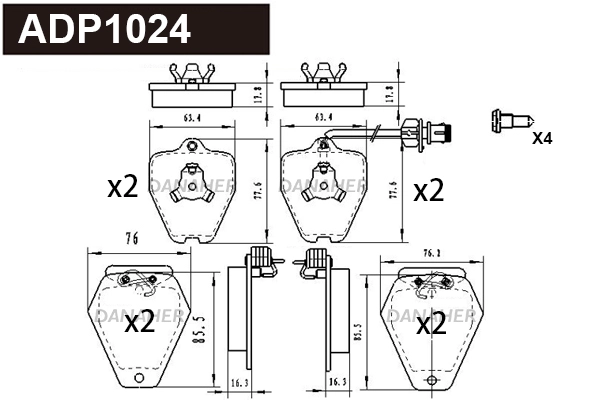 Brake Pad Set, disc brake (ADP1024)