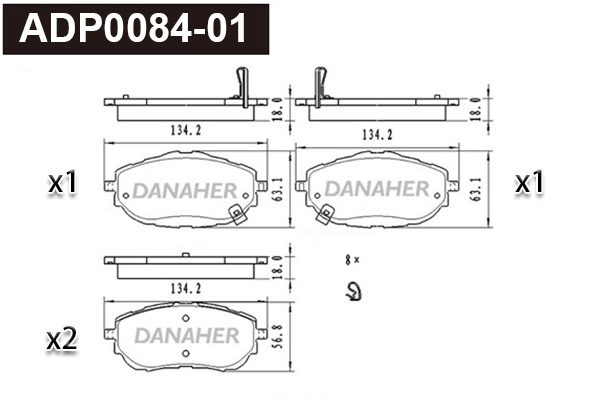 Brake Pad Set, disc brake (ADP0084-01)