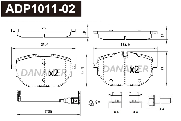 Brake Pad Set, disc brake (ADP1011-02)