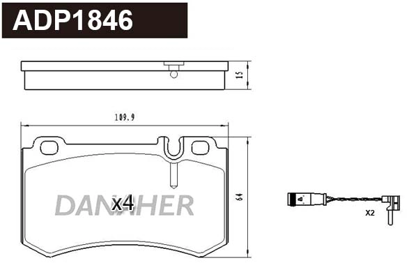 Brake Pad Set, disc brake (ADP1846)