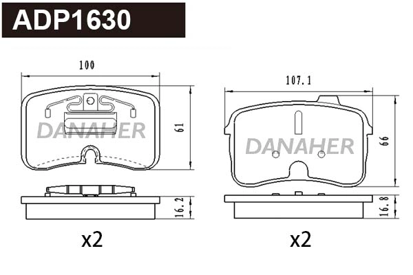 Brake Pad Set, disc brake (ADP1630)