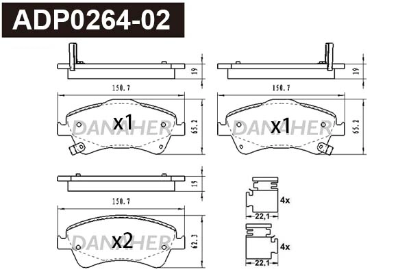 Brake Pad Set, disc brake (ADP0264-02)