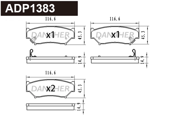 Brake Pad Set, disc brake (ADP1383)