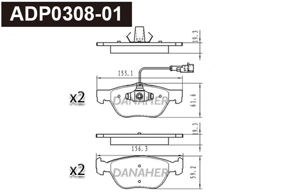 Brake Pad Set, disc brake (ADP0308-01)