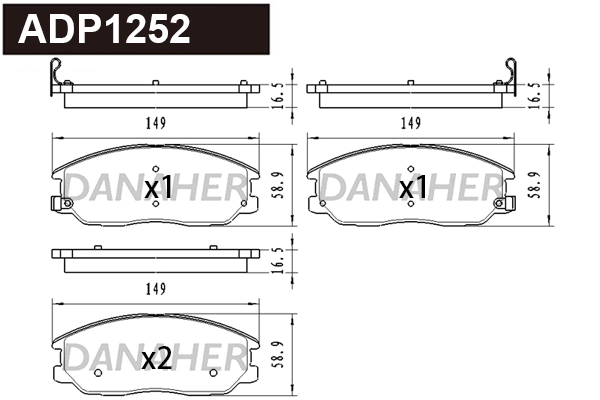 Brake Pad Set, disc brake (ADP1252)