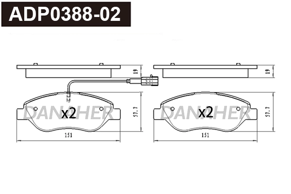 Brake Pad Set, disc brake (ADP0388-02)