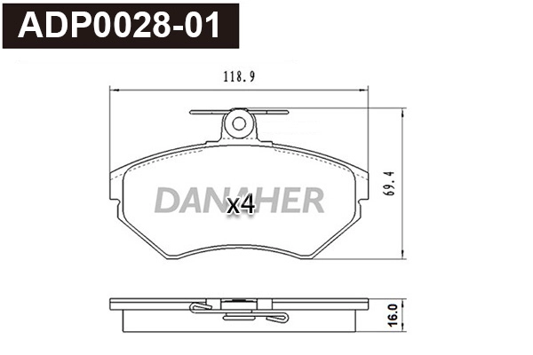 Brake Pad Set, disc brake (ADP0028-01)