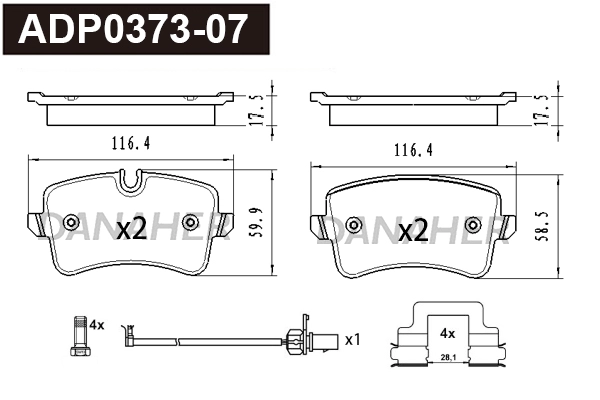 Brake Pad Set, disc brake (ADP0373-07)