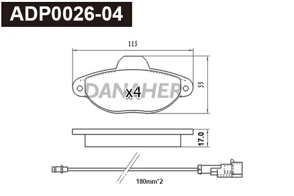 Brake Pad Set, disc brake (ADP0026-04)