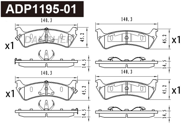 Brake Pad Set, disc brake (ADP1195-01)