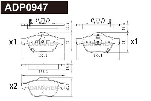 Brake Pad Set, disc brake (ADP0947)