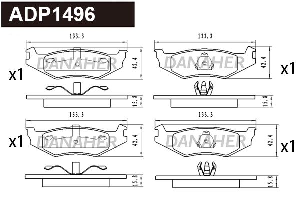 Brake Pad Set, disc brake (ADP1496)