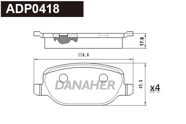 Brake Pad Set, disc brake (ADP0418)