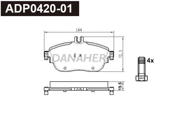 Brake Pad Set, disc brake (ADP0420-01)