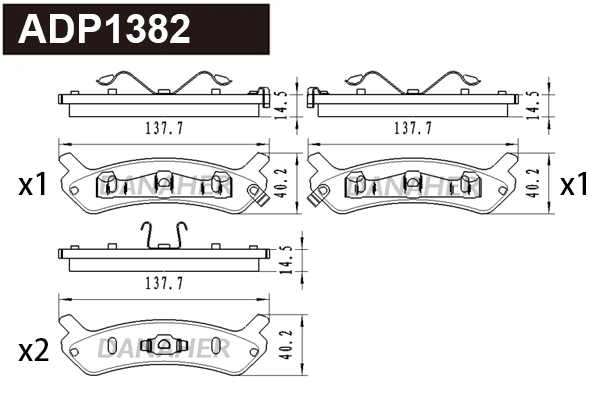 Brake Pad Set, disc brake (ADP1382)