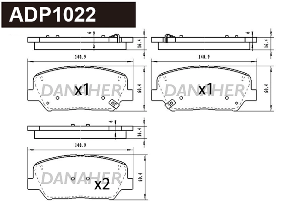 Brake Pad Set, disc brake (ADP1022)