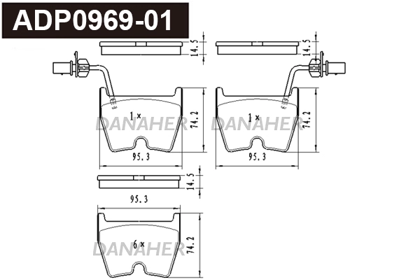 Brake Pad Set, disc brake (ADP0969-01)