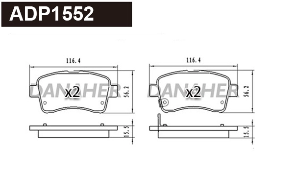 Brake Pad Set, disc brake (ADP1552)