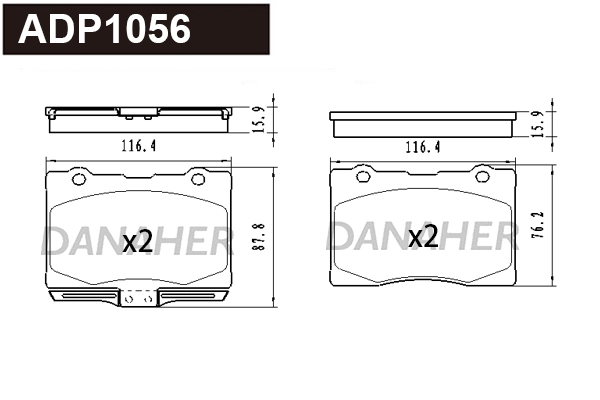Brake Pad Set, disc brake (ADP1056)