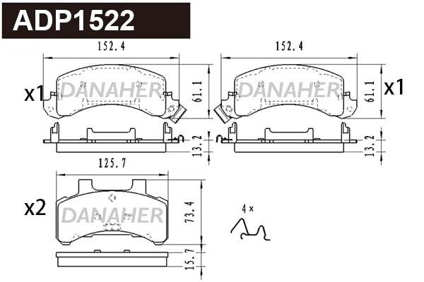 Brake Pad Set, disc brake (ADP1522)