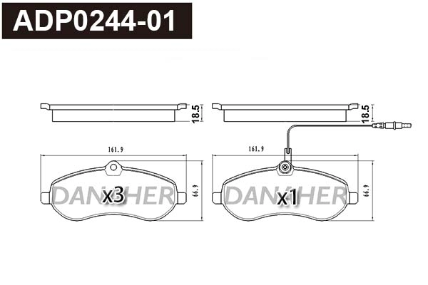 Brake Pad Set, disc brake (ADP0244-01)
