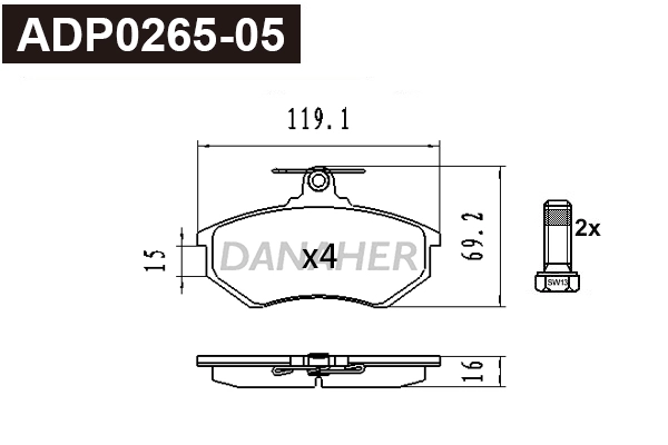 Brake Pad Set, disc brake (ADP0265-05)
