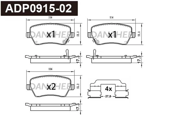 Brake Pad Set, disc brake (ADP0915-02)