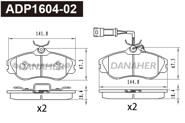 Brake Pad Set, disc brake (ADP1604-02)
