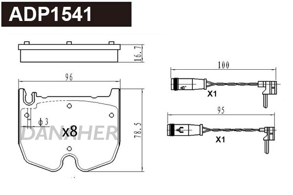 Brake Pad Set, disc brake (ADP1541)