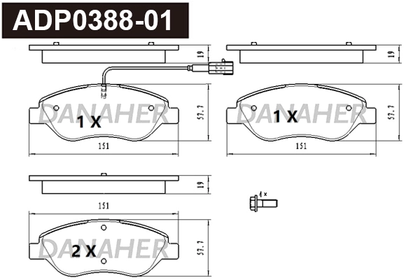 Brake Pad Set, disc brake (ADP0388-01)