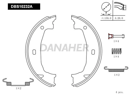 Brake Shoe Set, parking brake (DBS10232A)