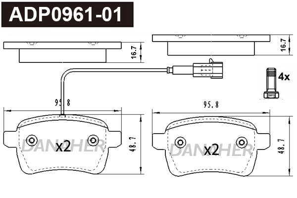 Brake Pad Set, disc brake (ADP0961-01)