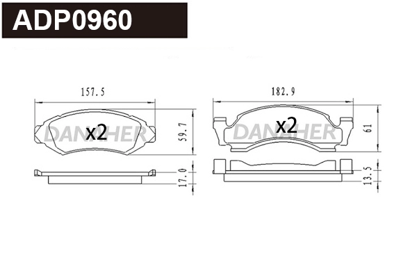 Brake Pad Set, disc brake (ADP0960)