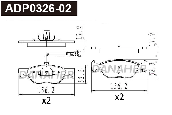 Brake Pad Set, disc brake (ADP0326-02)