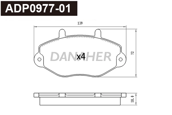 Brake Pad Set, disc brake (ADP0977-01)