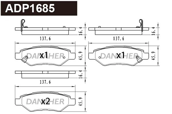 Brake Pad Set, disc brake (ADP1685)
