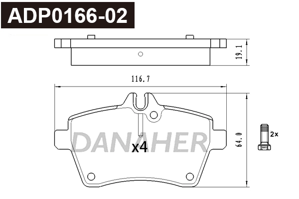 Brake Pad Set, disc brake (ADP0166-02)