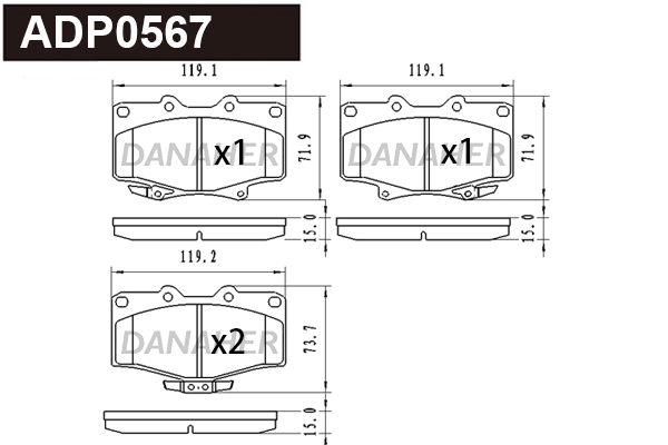 Brake Pad Set, disc brake (ADP0567)