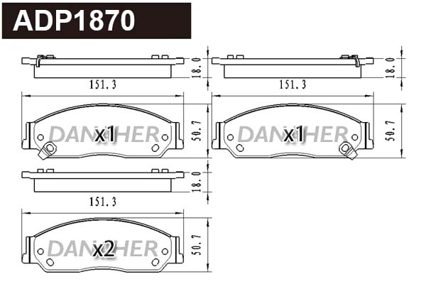 Brake Pad Set, disc brake (ADP1870)