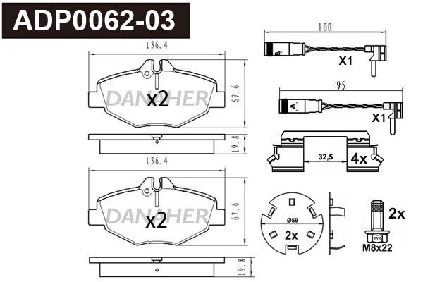 Brake Pad Set, disc brake (ADP0062-03)