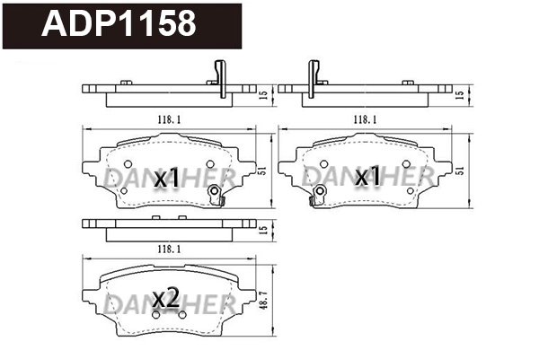 Brake Pad Set, disc brake (ADP1158)