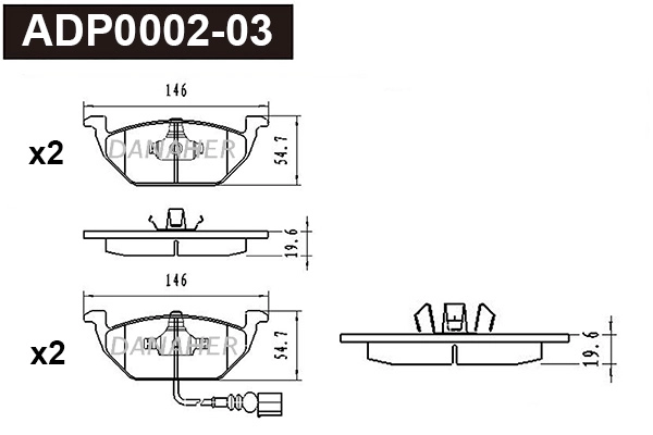 Brake Pad Set, disc brake (ADP0002-03)