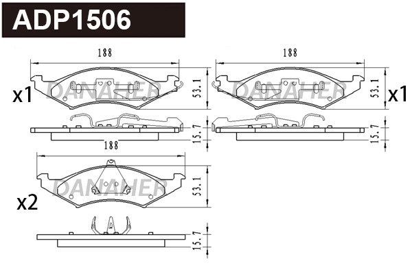 Brake Pad Set, disc brake (ADP1506)