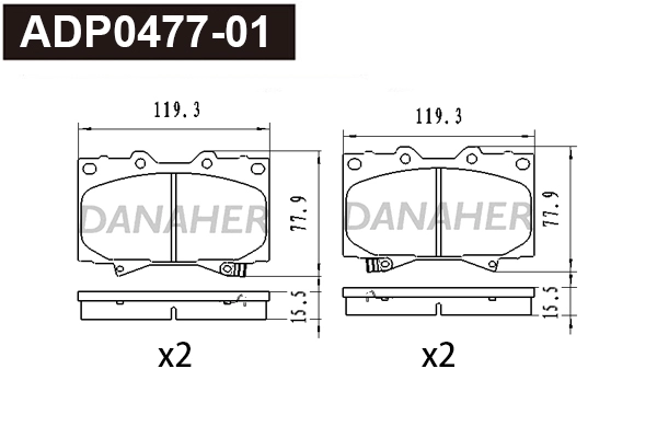 Brake Pad Set, disc brake (ADP0477-01)