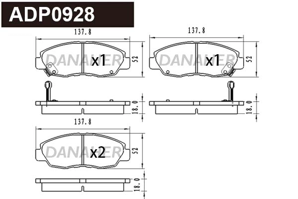 Brake Pad Set, disc brake (ADP0928)