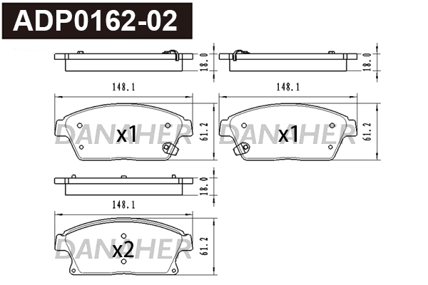 Brake Pad Set, disc brake (ADP0162-02)