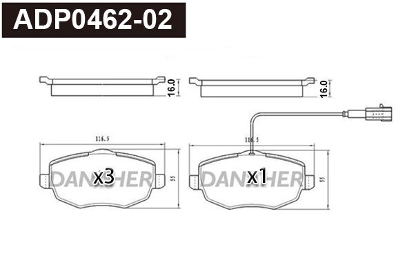 Brake Pad Set, disc brake (ADP0462-02)