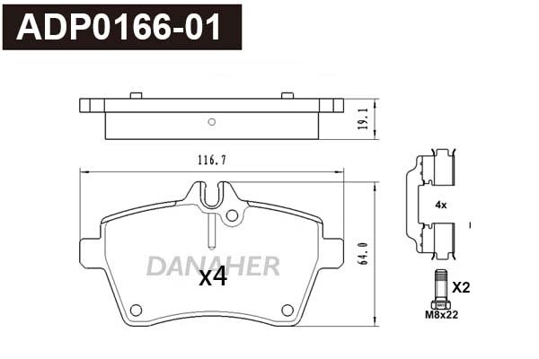 Brake Pad Set, disc brake (ADP0166-01)