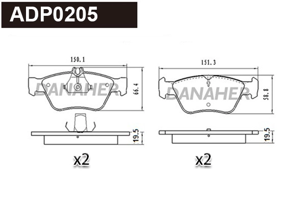 Brake Pad Set, disc brake (ADP0205)