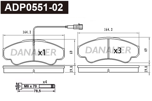 Brake Pad Set, disc brake (ADP0551-02)